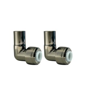 Push-Fit Non-Demountable Radiator Valve Reducing Elbows (Pair) (15 x 10mm) (Brushed Nickel)