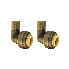 Push-Fit Non-Demountable Radiator Valve Reducing Elbows (15 x 15mm) (MxF) (Antique Brass)