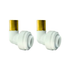 Push-Fit Non-Demountable Radiator Valve Reducing Elbows (Pair) (15 x 10mm) (White)