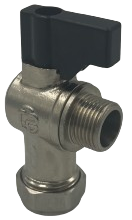 Flat-faced MI Angled ISO valve w/HANDLE (15mm x 3/8 Angled)