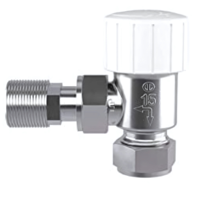 Drayton Wiser Smart TRV Radiator Valve Body, Angled, Chrome Finish with white head (15mm x 1/2 Inch)