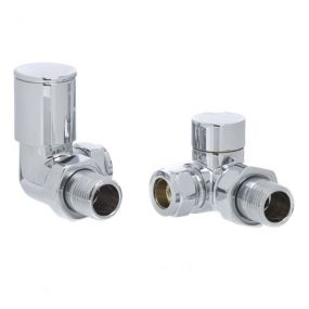 Altecnic Modern Corner Polished Radiator Valve (15mm x 1/2 Inch BSP) (Pair)