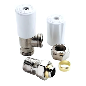 Drayton Angled Lockshield with White Wheel Cap (15mm)