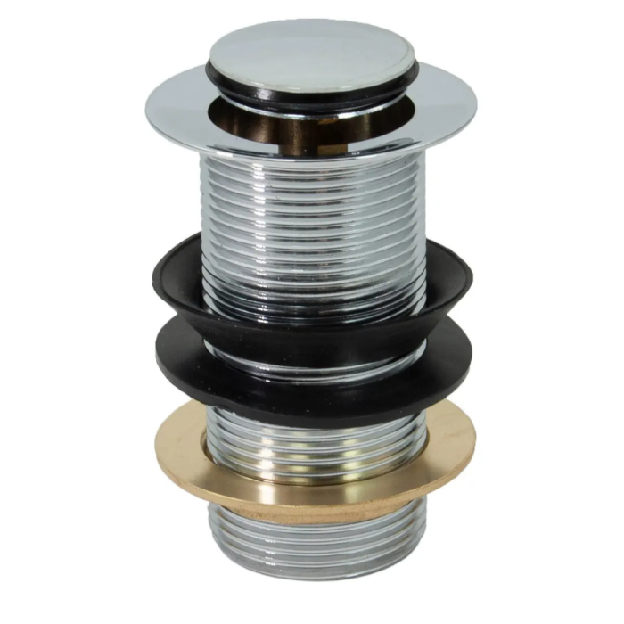 Embrass Peerless Stainless Steel Unslotted Clicker Basin Waste with Chrome Plug (1.1/4 Inch BSP)