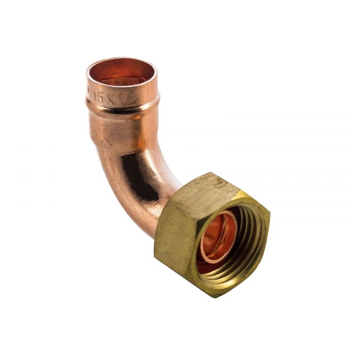 Copper Solder Ring Fitting - Bent Tap Connector 15mm x 1/2