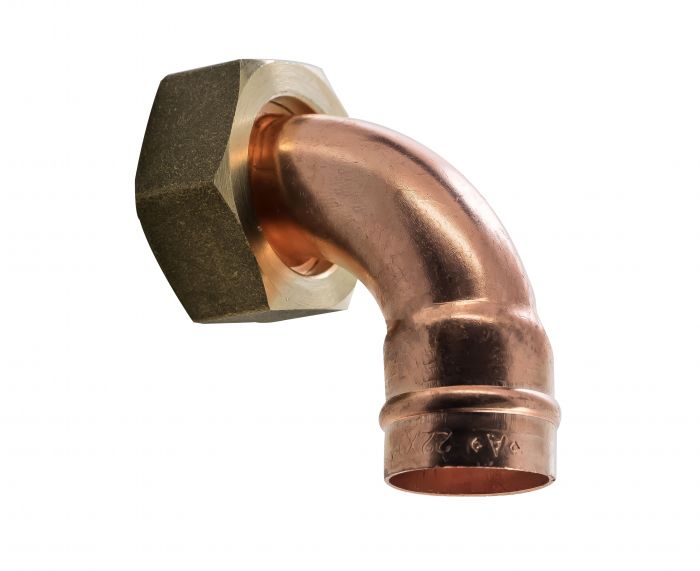 Copper Solder Ring Bent Union Adaptor (22mm x 1 Inch)