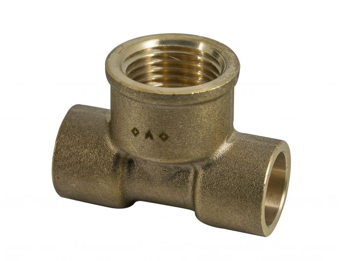 Solder Ring Fitting - Female Branch Tee 15mm x 15mm x 1/2 Inch