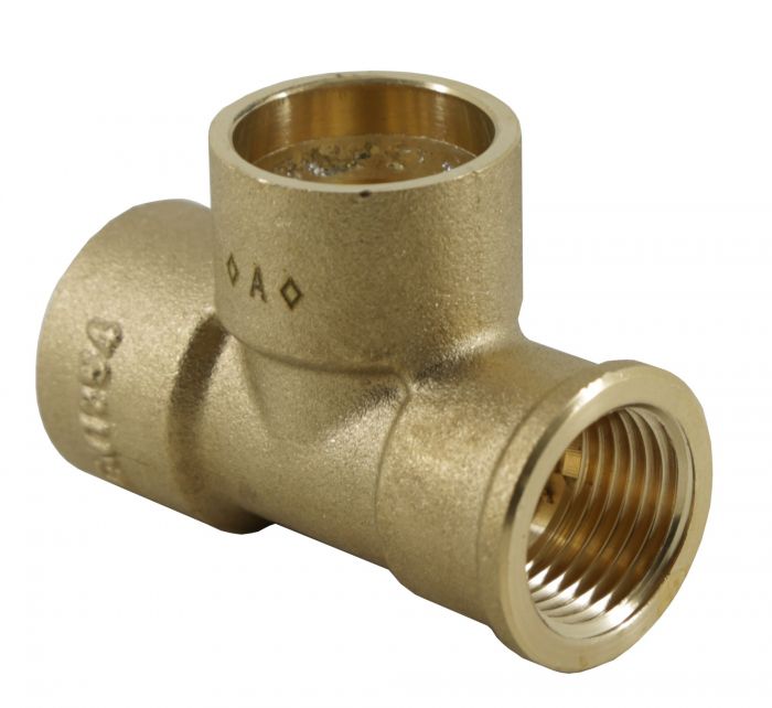 Solder Ring Fitting - Female End Tee 22mm x 1/2 Inch x 22mm