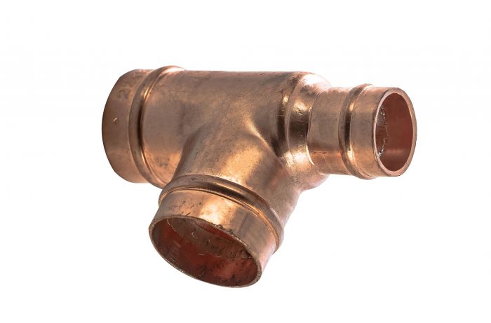 Copper Solder Ring Fitting - Reduced End Tee 22mm x 15mm x 22mm