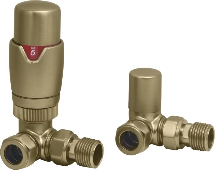 LeoNova Round Corner Thermostatic Radiator Valve Pack (Brushed Brass)