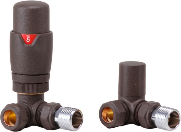LeoNova Round Corner Thermostatic Radiator Valve Pack (Pair) (Mocha)