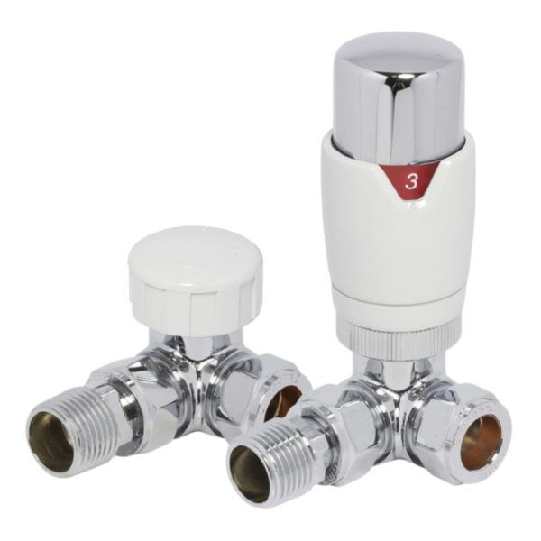 LeoNova Round Corner Thermostatic Radiator Valve Pack (Pair) (White/chrome)