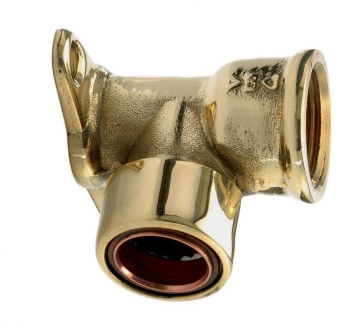 Copper Push-Fit Female Wall Plate Elbow 15mm x 1/2