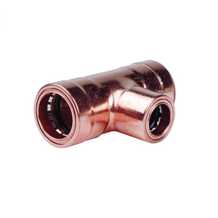 Copper Push-Fit Reduced Branch Tee 22mm x 22mm x 15mm