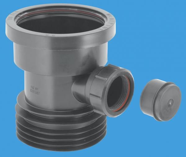 McAlpine DC1-BL-BO Black 110mm Drain Connector With 'O' Seal Socket To Fit 110mm Pipe With 1.1/2