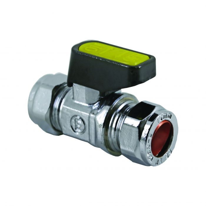 Straight C + C Mini Ball Valve Chrome - 15mm