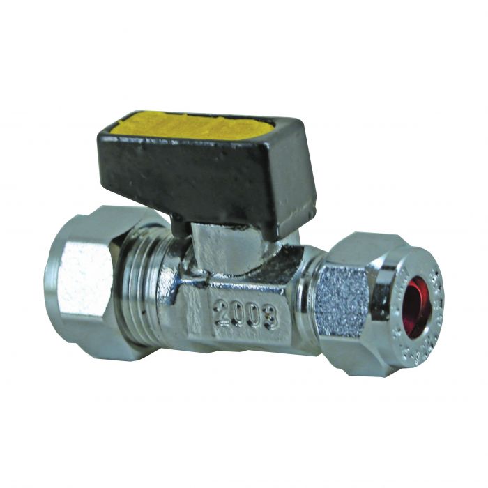 Straight Reducing C + C Mini Ball Valve Chrome - 15mm to 10mm