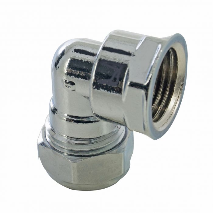 Compression Chrome Plated Female Elbow 15mm x 1/2