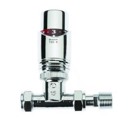 Drayton TRV4 CHROME Sensor Head and Straight Body (15mm) (Chrome)