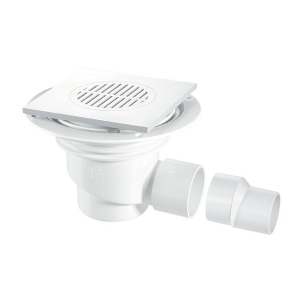 McAlpine Trapped 75mm Horizontal Outlet Gully White Square (For Tiled Floors)