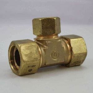 TracPipe Brass AutoFlare Tee Gas Pipe Fitting - 22mm x 15mm x 15mm