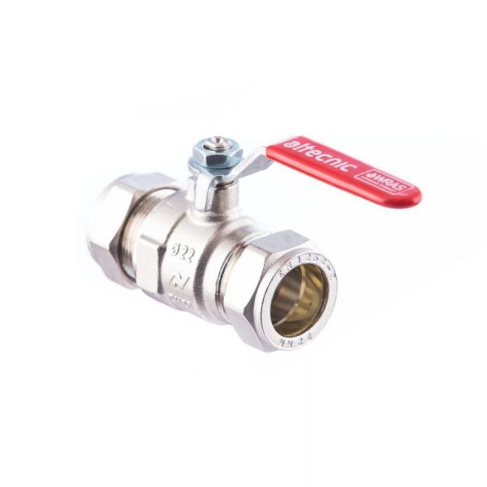 Altecnic Lever Ball Valve (Red Handle) (22mm Compression)