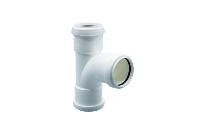 FloPlast 87.5 Degree Swept Tee for Push Fit Waste Pipe (40mm) (White)