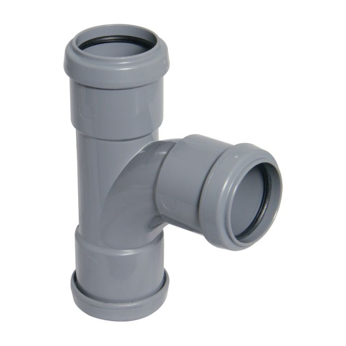 FloPlast 87.5 Degree Swept Tee for Push Fit Waste Pipe (40mm) (Grey)