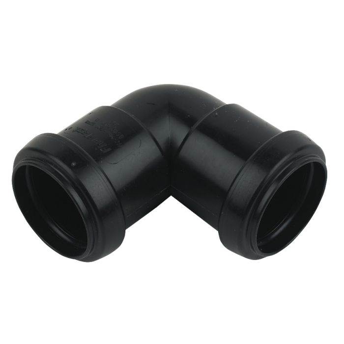 FloPlast 90 Degree Knuckle Bend for Push Fit Waste Pipe (40mm) (Black)