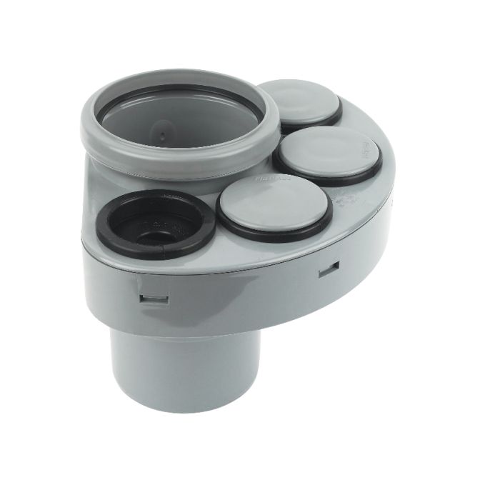 FloPlast 110mm Manifold (32mm/40mm/50mm) Connections (Grey)