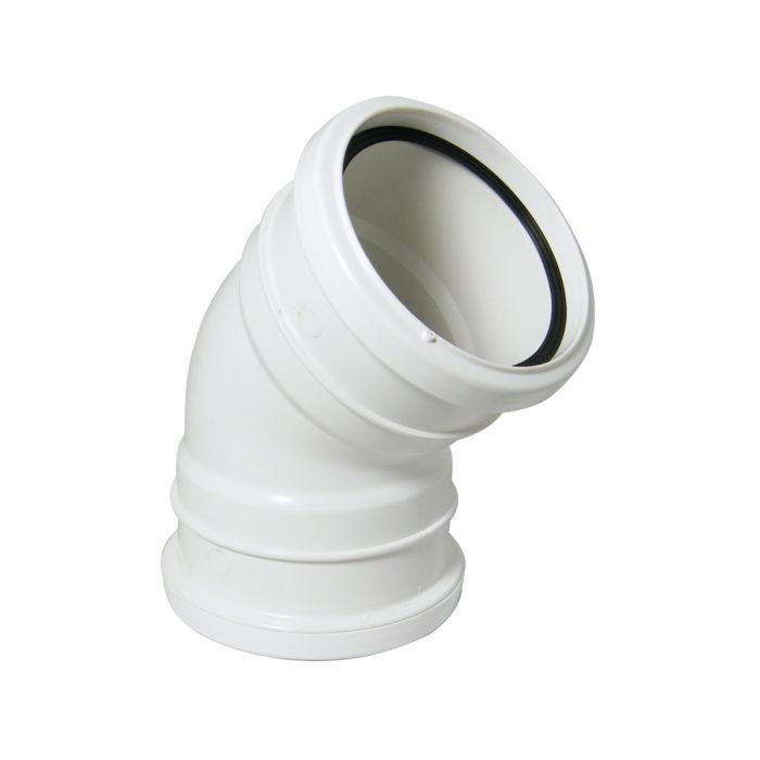 FloPlast 110mm Double Socket 45 Degree Bend (White)