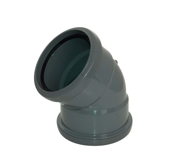 FloPlast 110mm Double Socket 45 Degree Bend (Anthracite Grey)