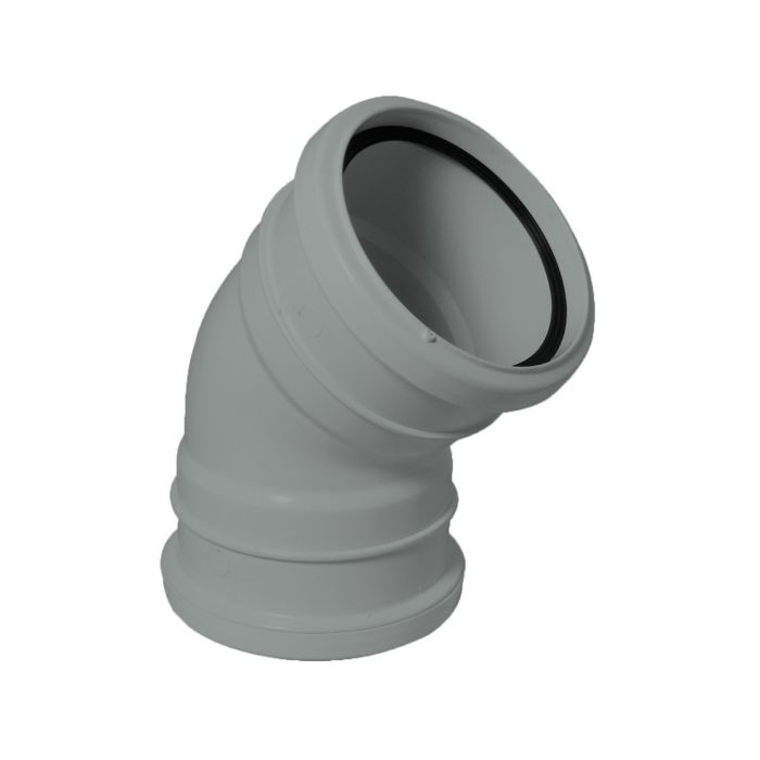 FloPlast 110mm Double Socket 45 Degree Bend (Grey)