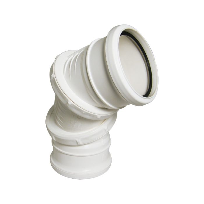 FloPlast 110mm Double Socket 0 to 90 Degree Adjustable Bend (White)