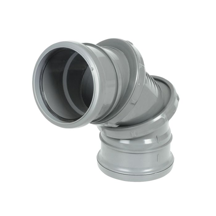 FloPlast 110mm Double Socket 0 to 90 Degree Adjustable Bend (Grey)