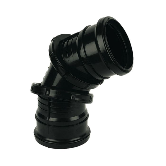 FloPlast 110mm Double Socket 0 to 90 Degree Adjustable Bend (Black)