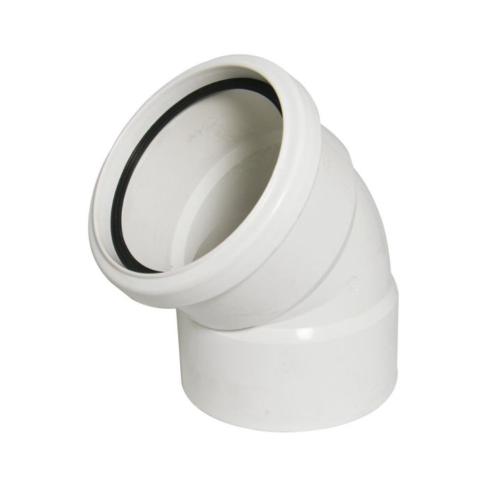 FloPlast 110mm 45 Degree Top Offset Bend - Ring Seal to Solvent (White)