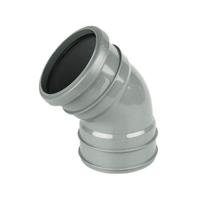 FloPlast 110mm 45 Degree Top Offset Bend - Ring Seal to Solvent (Grey)