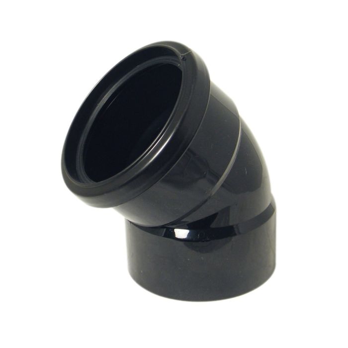 FloPlast 110mm 45 Degree Top Offset Bend - Ring Seal to Solvent (Black)