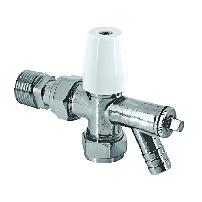 10mm Chrome Plated Angled Lockshield with Drain Off (1/2 Inch Nut)