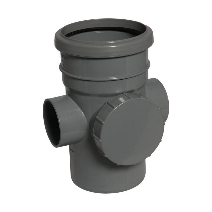 FloPlast 110mm Access Pipe - Socket to Spigot (Anthracite Grey)