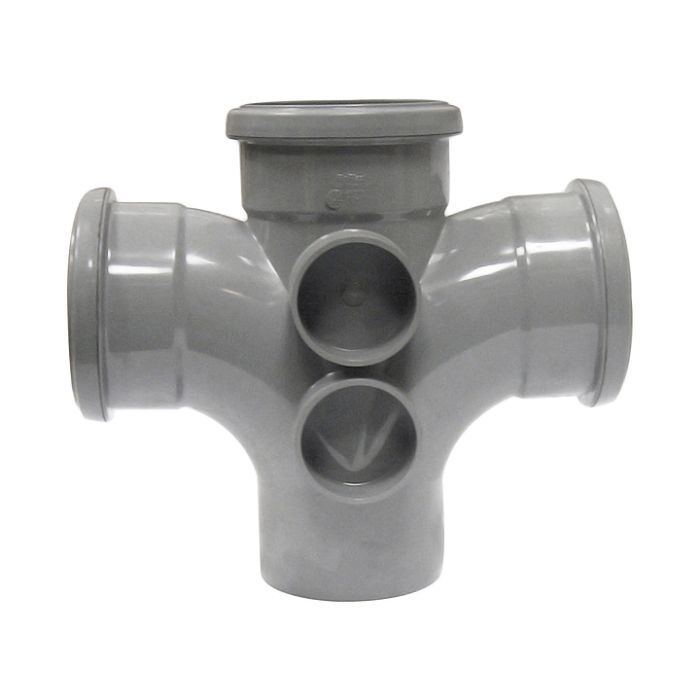 FloPlast 110mm 87.5 Degree Double Branch (Grey)
