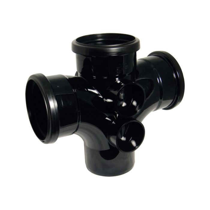 FloPlast 110mm 87.5 Degree Double Branch (Black)