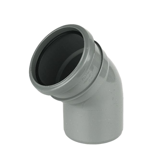 FloPlast 110mm Single Socket 45 Degree Bend (Grey)