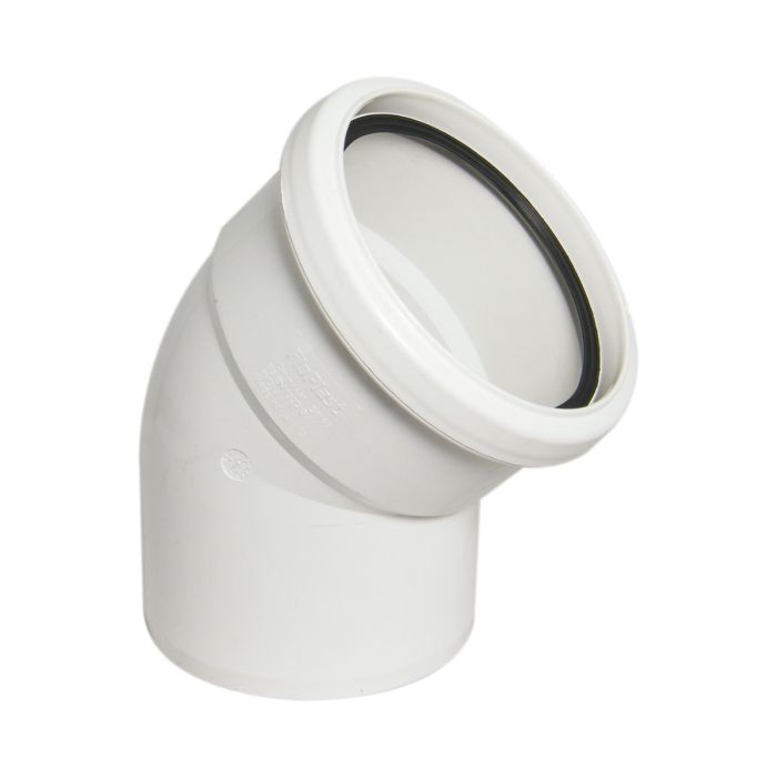 FloPlast 110mm Single Socket 45 Degree Bend (White)
