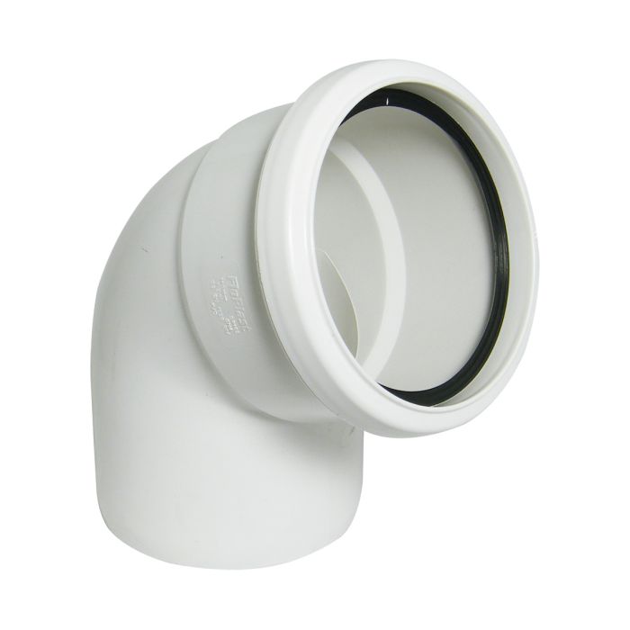 FloPlast 110mm Single Socket 67.5 Degree Bend (White)