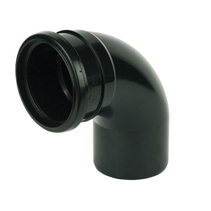 FloPlast 110mm Single Socket 87.5 Degree Bend (Black)