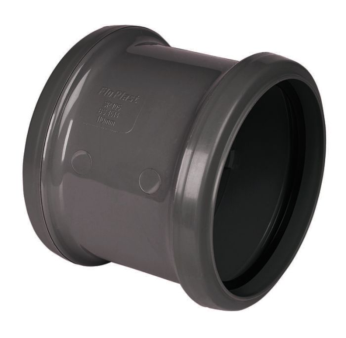 FloPlast 110mm Coupler Double Socket (Anthracite Grey)