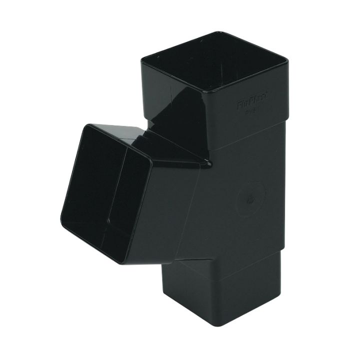 FloPlast 67.5 Degree Branch for 65mm Square Downpipe (Black)