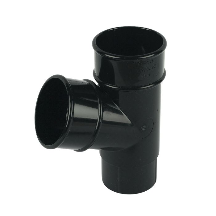 FloPlast 67.5 Degree Branch for 68mm Round Downpipe (Black)